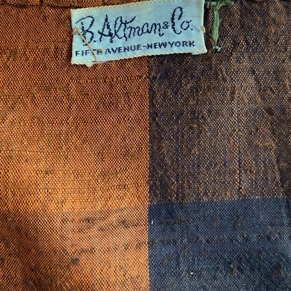 Vintage B. Altman Plaid Scarf Orange Brown Green
